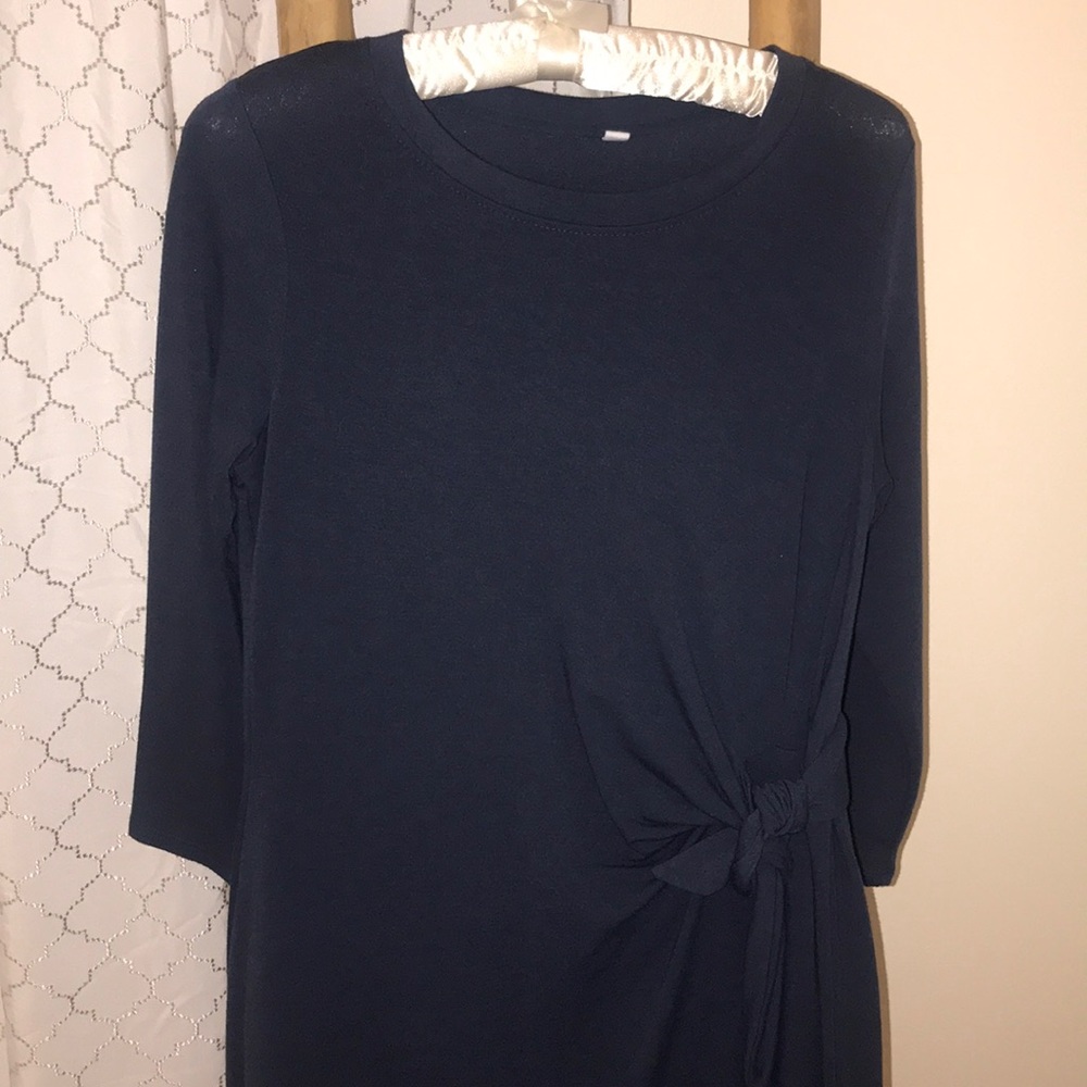 Navy dress with tie on side